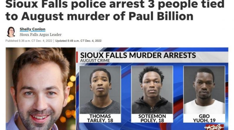 Trois voyous noirs en garde à vue par la police de Sioux Falls pour le meurtre en août de l&rsquo;homme blanc Paul Billion : silence radio de la presse kosher anti-blanche