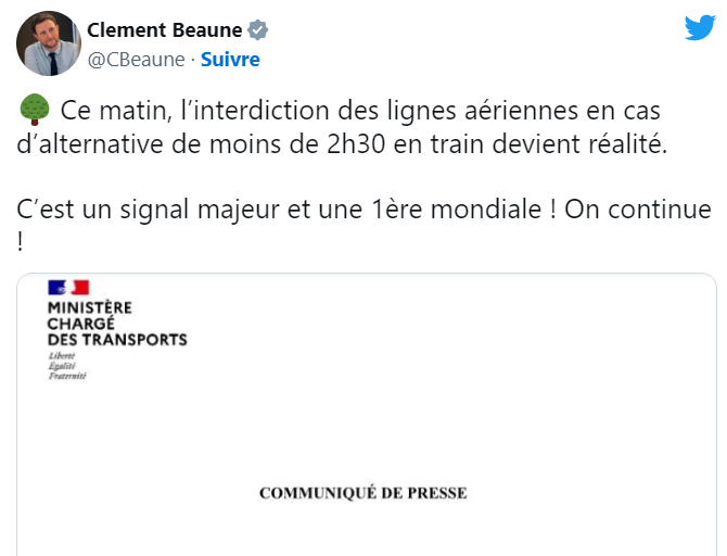 France : l&rsquo;avion interdit aux goyim pour les trajets en avion disponibles en 2h30 de train tandis que le juif Harrison Ford maudit ces mêmes goyim qui entraînent la fin du monde à cause des pets de vache