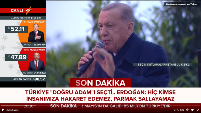 Dans son discours de victoire, le Sultan turc Erdogan déclare vouloir «étrangler» les malades LGBT !