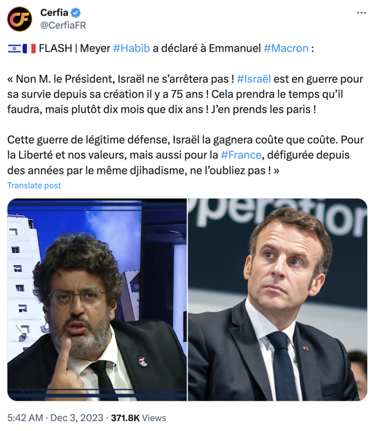 Attentat de l’État Islamique à Paris : la «prémonition» menaçante du député juif Meyer Habib à Emmanuel Macron
