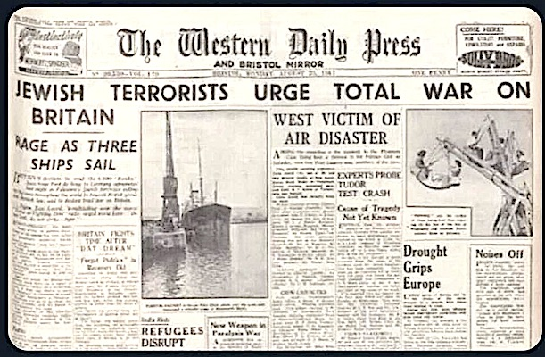 Flash-back : la « Nuit de cristal » britannique de 1947 en représailles au terrorisme juif envers les Britanniques de Palestine